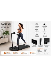 Cosfer Güçlü 2 Hp Yürüyüş Ve Koşu Bandı Katlanabilen 130 Kilo Taşıma Kapasiteli 1-12 Km Hız Kumandalı